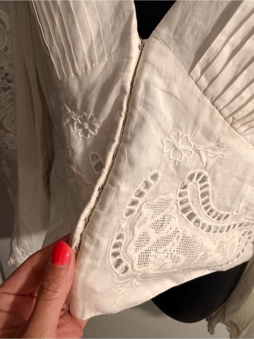 FARM Rio White Embroidered V-Neck Peasant Blouse - Picture 8 of 12
